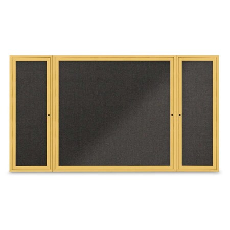 United Visual Products Indoor Enclosed Combo Board, 48"x36", Gold Frame/Blue & Medium Grey UVCB4836G-BLUE-MEDGRY
